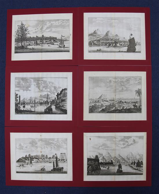 Twenty nine engraved views of Chinese cities and ports by Michiel Cnobbert, Antwerp, c.1666, plates 20 x 31.5cm